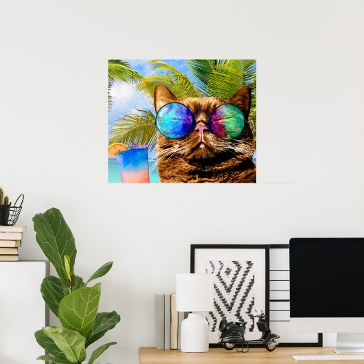 Funny Cat 675 Strand Poster (Heimbüro)