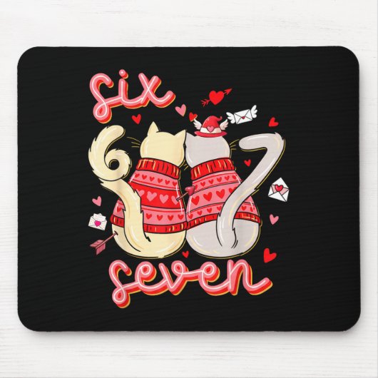 Funny Cat 67 Meme Six Seven Gen Alpha Slang Kids V Mousepad (Vorne)