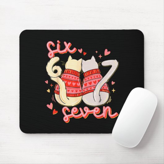 Funny Cat 67 Meme Six Seven Gen Alpha Slang Valent Mousepad (Mit Mouse)