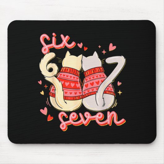 Funny Cat 67 Meme Six Seven Gen Alpha Slang Valent Mousepad (Vorne)