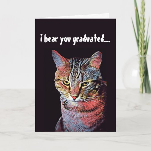 Funny Cat Abschluss Card Karte (Vorderseite)