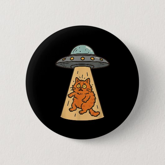 Funny Cat Alien Entführung Ufo Raumschiff Kitty Sc Button (Vorderseite)