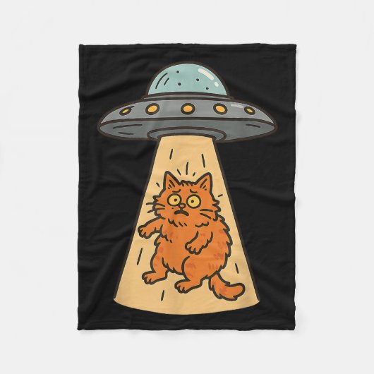 Funny Cat Alien Entführung Ufo Raumschiff Kitty Sc Fleecedecke (Vorderseite)