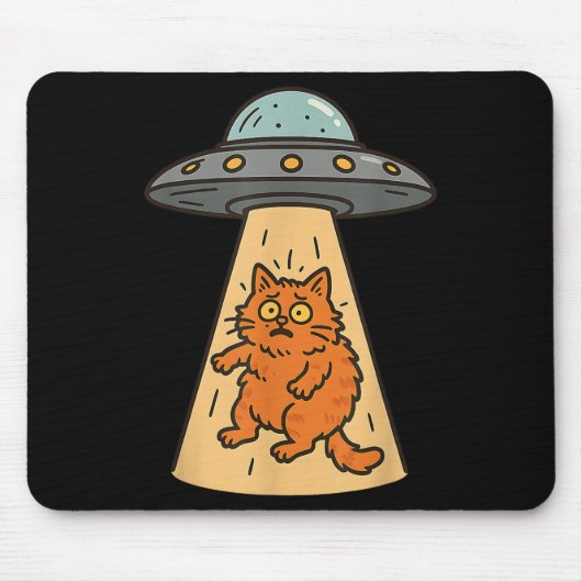 Funny Cat Alien Entführung Ufo Raumschiff Kitty Sc Mousepad (Vorne)