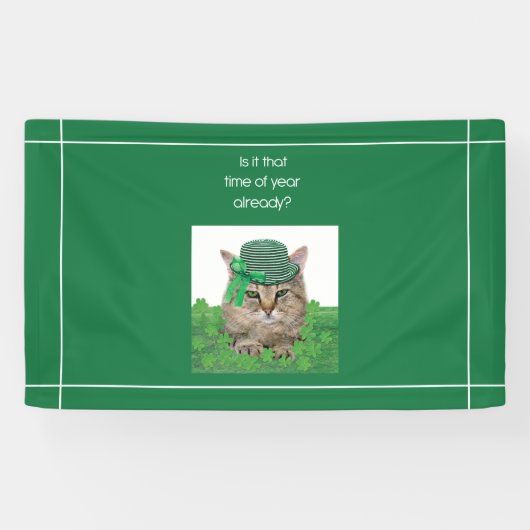 Funny Cat am St. Patrick's Day Banner (Horizontal)