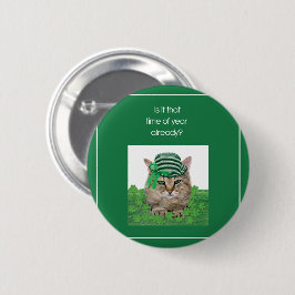 Funny Cat am St. Patrick's Day Button