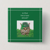 Funny Cat am St. Patrick's Day Button (Vorderseite)