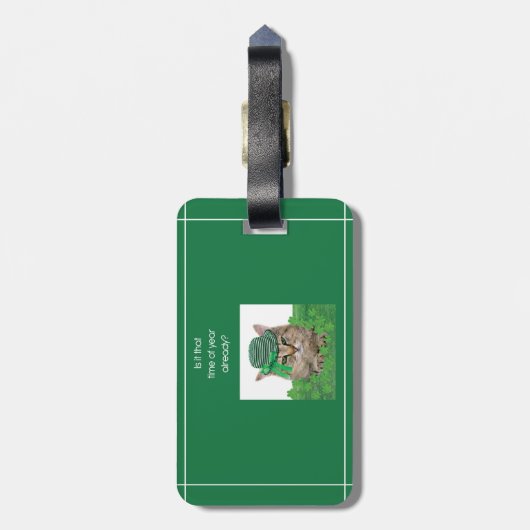 Funny Cat am St. Patrick's Day Gepäckanhänger (Rückseite vertikal)