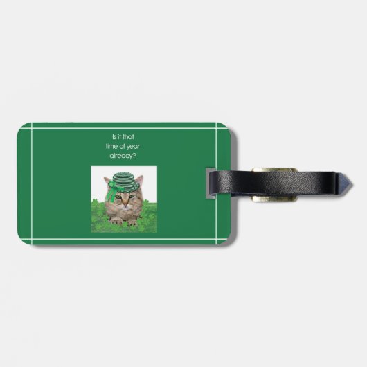 Funny Cat am St. Patrick's Day Gepäckanhänger (Rückseite horizontal)