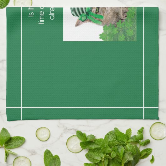 Funny Cat am St. Patrick's Day Geschirrtuch (Gefaltet)