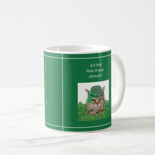 Funny Cat am St. Patrick's Day Kaffeetasse (VorderseiteRechts)