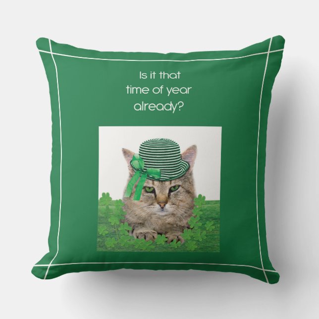 Funny Cat am St. Patrick's Day Kissen (Vorderseite)