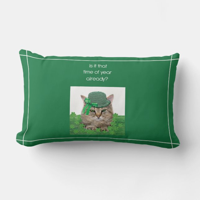 Funny Cat am St. Patrick's Day Lendenkissen (Vorderseite)