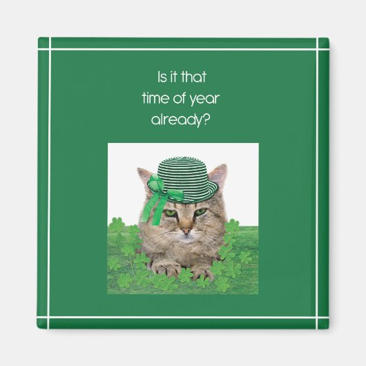Funny Cat am St. Patrick's Day Magnet (Vorne)