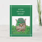 Funny Cat am St. Patrick's Day mit Green Hat Krawa Karte (Vorderseite)
