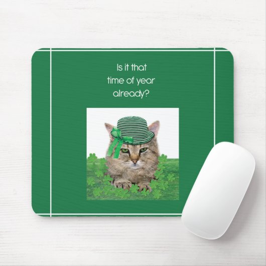 Funny Cat am St. Patrick's Day Mousepad (Mit Mouse)