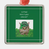 Funny Cat am St. Patrick's Day Ornament Aus Metall (Vorne)