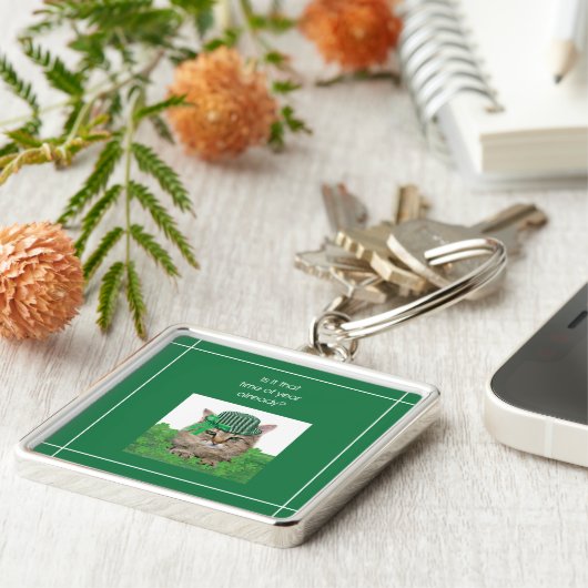 Funny Cat am St. Patrick's Day Schlüsselanhänger (Seite)