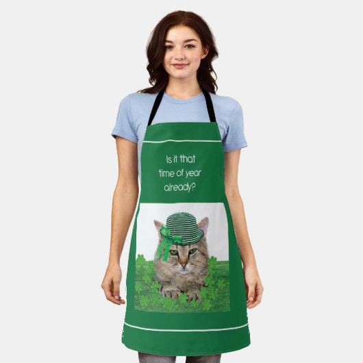 Funny Cat am St. Patrick's Day Schürze (Getragen)