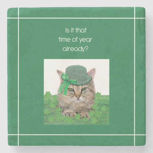 Funny Cat am St. Patrick's Day Steinuntersetzer (Vorderseite)