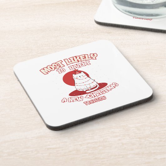 Funny Cat am wahrscheinlichsten ein neues Weihnach Getränkeuntersetzer (Linke Seite)