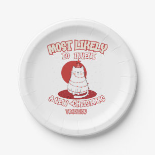 Funny Cat am wahrscheinlichsten ein neues Weihnach Pappteller