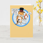 Funny Cat and Bird Magic Trick Birthday Karte (Gelbe Blume)