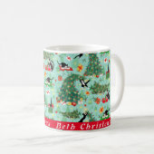 Funny Cat and Christmas Tree Custom Coffee Tasse (VorderseiteRechts)