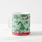 Funny Cat and Christmas Tree Custom Coffee Tasse (Vorderseite Links)
