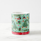 Funny Cat and Christmas Tree Custom Coffee Tasse (Mittel)