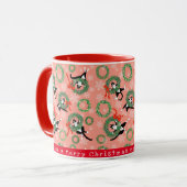 Funny Cat and Christmas Wreath Tasse (Vorderseite Links)