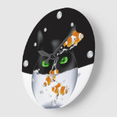 Funny Cat and Clownfish Wall Clock Große Wanduhr (Winkel)