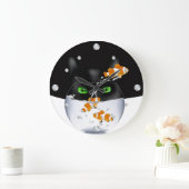 Funny Cat and Clownfish Wall Clock Große Wanduhr (Zuhause)