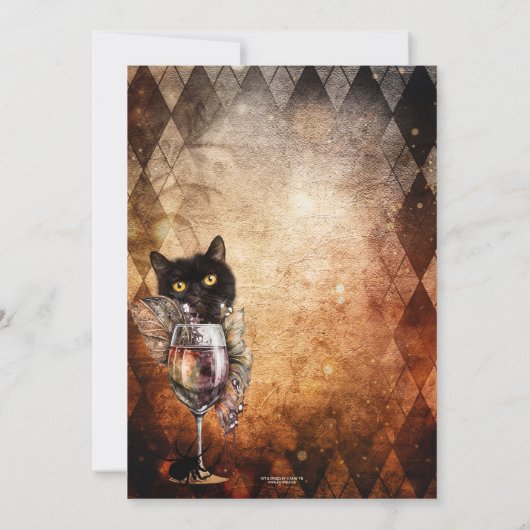 Funny Cat and Cocktail Halloween-Party Einladung (Rückseite)