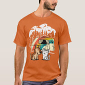 Funny Cat and Dog Camping with Friends Caravan fri T-Shirt (Vorderseite)
