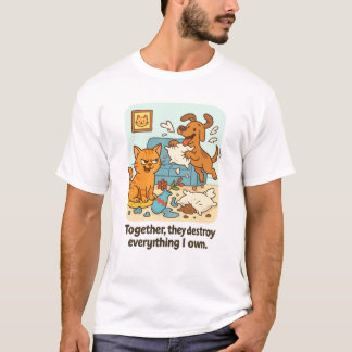 Funny Cat and Dog T - Shirt - Gemeinsam zerstören 