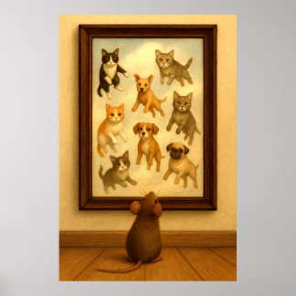 Funny Cat and Dog Wall Art Poster