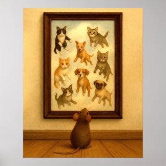 Funny Cat and Dog Wall Art Poster