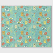 Funny Cat and Fish Geschenkpapier (Flach)