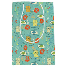 Funny Cat and Fish Mittlere Geschenktüte