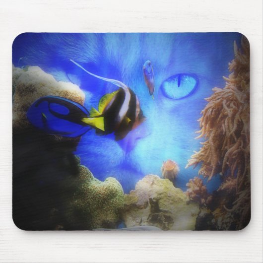 Funny Cat and Fish Mousepad (Vorne)