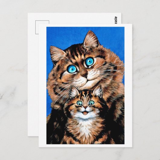 Funny Cat and Kitten, Louis Wain Postkarte (Vorne/Hinten)