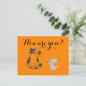 Funny Cat and Mouse Postcard - Spielerisches Pet-D Postkarte (Stehend Vorderseite)