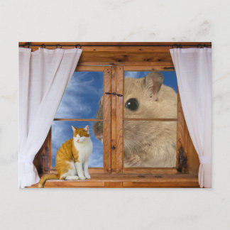 Funny Cat and Mouse Postkarte