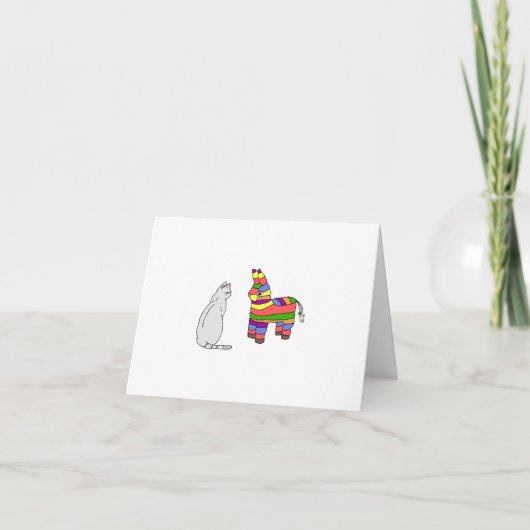 Funny Cat and Pinata Blank Card Dankeskarte (Vorderseite)