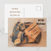 Funny Cat and Suitcase Moving Postcard Postkarte (Vorne/Hinten)