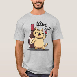 Funny Cat and Wine T - Shirt - Niedliches handGeze