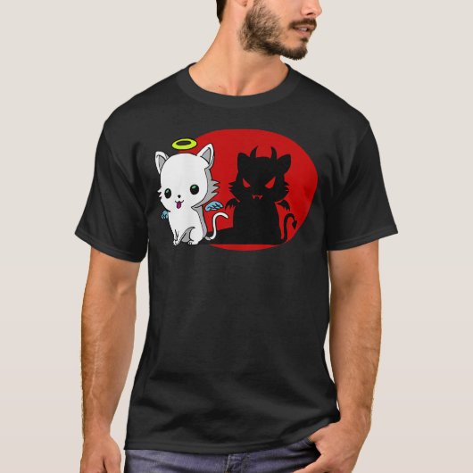 Funny Cat Angel Outside Devil Inside Comic Shirt (Vorderseite)