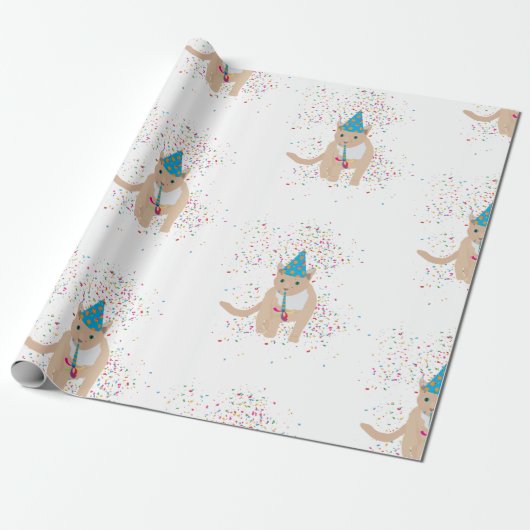 Funny Cat Animals mit Party Geschenkpapier (Ungerollt)