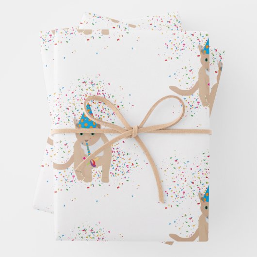 Funny Cat Animals mit Party Geschenkpapier Set (Beispiel)